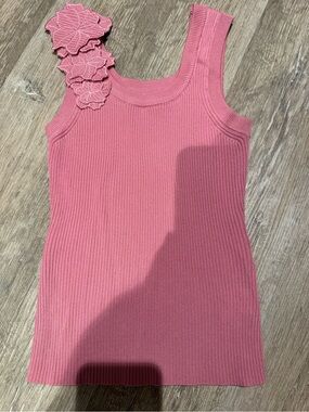 Cupshe NEW Ribbed Tank with Floral Shoulder Detail
